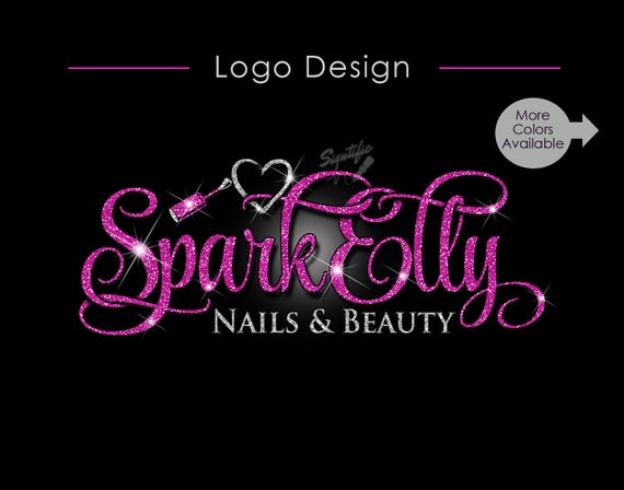 card templates page per business 6 Salon Nail Nail Glitter logo Logo Logo Logo Polish Bling