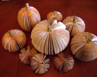 small book page paper pumpkin fall autumn decoration centerpiece recycled wedding Thanksgiving