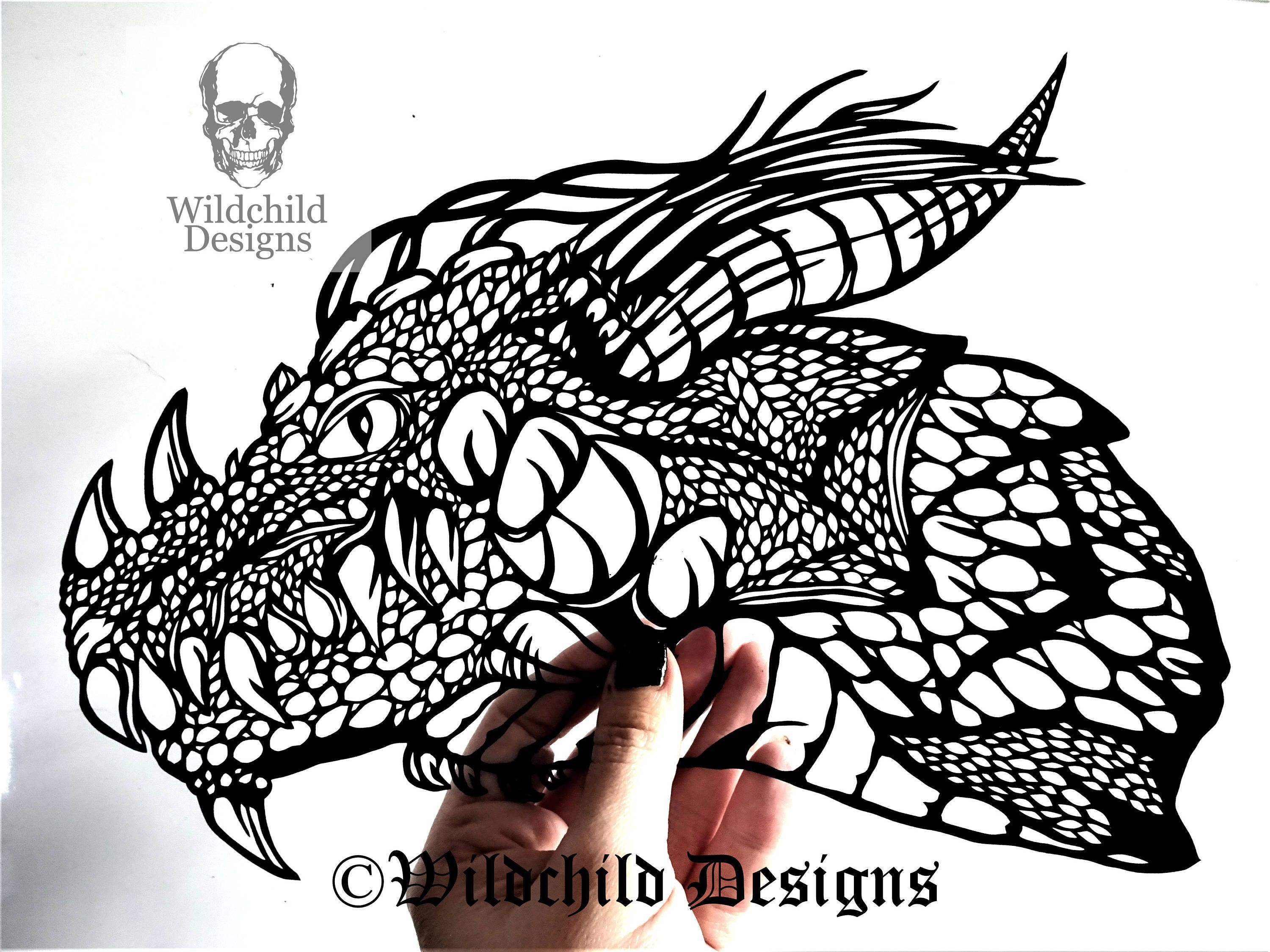 dragon head papercutting template vinyl template svg jpeg dragon cutout template