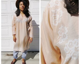 Peach Long Sleeve Batik Tunic