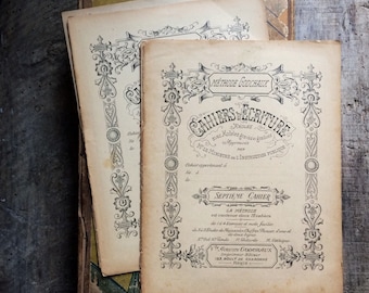 French Paper Ephemera. French School Exercise Book, Booklet, Cahier. Antique Handwriting, Penmanship. Lessons Notebook. Writing Instruction