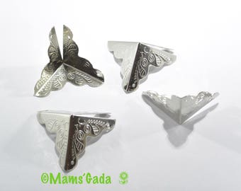 Set of 4 corners protective Metal 25 mm for Cartonnage/Scrapbooking/embellishment/box color silver REF:2 / 147