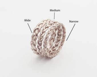 Twisted Wedding band White Gold Wedding ring Braided White Gold Ring thin, Gold Braided Ring Wedding Braided Ring women white gold