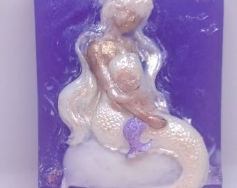 Handcrafted soap mermaid and her merbaby soap/novelty /siren/birthday/gift/favour