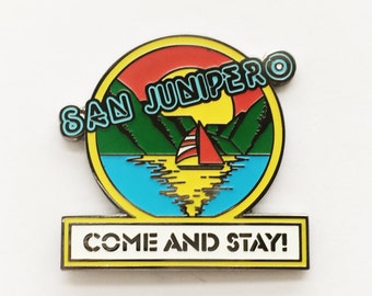 San Junipero Black Mirror enamel pin // 1.75 inch, hat pin, lapel pin, 80s, TV, Netflix, TV series, Tech, VR