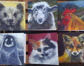 Set of 6 needle felted cards
