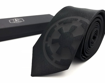 Imperial Cog Black Edition Star Wars Silk Tie - Slim Tie - Wedding, Fathers Day Gift, Birthday Gift, Christmas Gift, Valentine's Day Gift