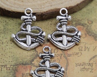 20pcs Anchor charms silver tone Anchor Charm Pendants18x24mm ASD0404
