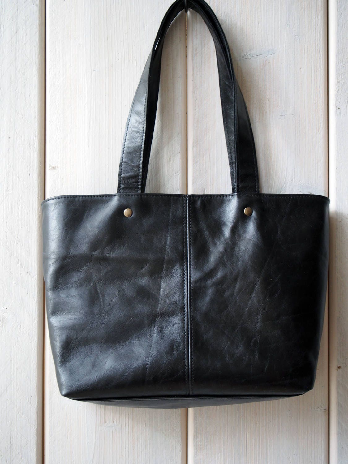 Leather shopper bag Leather shopper Woman shopper bag Black