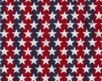By the HALF YARD - Patriotic Cotton Fabric - Stars on Stripes, Pattern #15399819, White Stars on Red and Blue Stripes