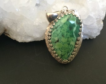 Sterling and Green Turquoise Pendant