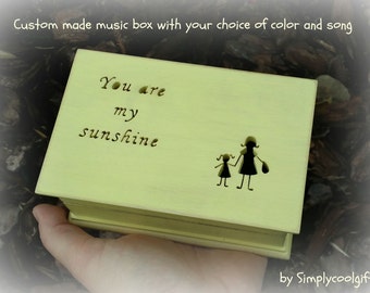 music box, custom made music box, musical jewelry box, birthday gift, musicbox, personalized music box, graduation gift, you are my sunshine