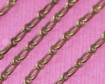 10ft of Antiqued Brass Long and Short Chain 4X2mm - Soldered Links