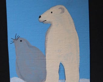 Original ACEO- Climate Change- Polar Bear & Seal