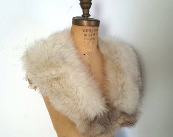 LARGE SILVER Fox Fur Collar / bridal wedding