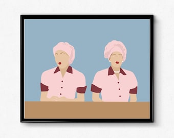 I Love Lucy Poster- Lucy and Ethel Minimalist Print,