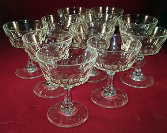 PREPAID SHIPPING...Cristal D'Arques Durand Arcoroc Petale Saucer Champagne/Sherbet S/11