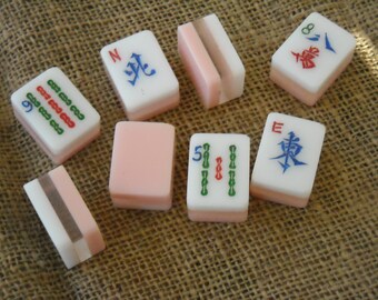 Triple Layer Mahjong - Mahjong Crafts - Colored Mahjong - Mahjong Tiles for Crafts - Mahjongg Supplies - Free Shipping - Pink Mahjong Tiles