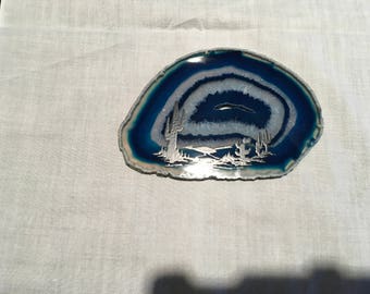 Blue Agate with desert scene