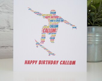Personalised Skateboarder Birthday Card, Skateboard Card, Personalised Word Art Card, Special Card, Personalised Birthday Card