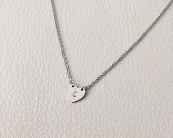 heart Initial necklace, Personalized Layering Necklace, initial heart necklace, cute necklace, unique necklace, bridesmaids gift,