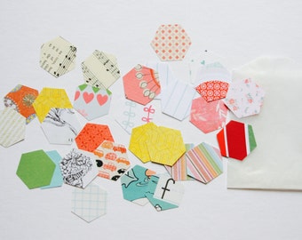 Hexagon Paper Confetti . 25 Paper Die Cuts . Ephemera Cardstock Notebook Paper Scrapbooking Mixed Media Planner Supplies Listers Gotta List