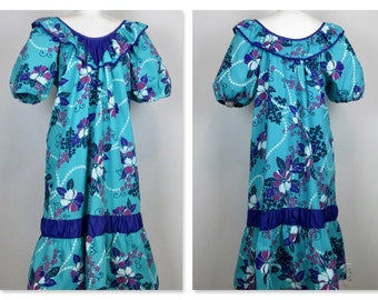 Vintage Hawaiian Dress / MuuMuu / Beach Cover Up, Sz L
