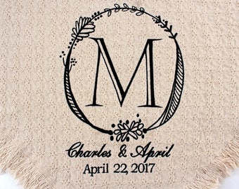 Personalized Wedding Embroidered Throws and Blankets | Custom Embroidered Monogrammed | Wedding Gift | Completely Personalized by You! USA