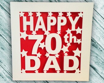 Papercut - Personalised Happy - 80th 30th 40th 50th 60th 70th 75th 80th 90th 100th - Dad Birthday Card - Pop - Pop - PaPa - Dada - Father