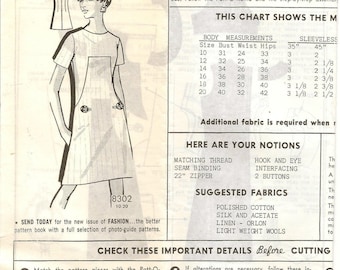 Vintage The Farmers Mail Order Patterns 8302 A-Line Mod Dress Sewing Pattern Size 14 Patt-O-Rama