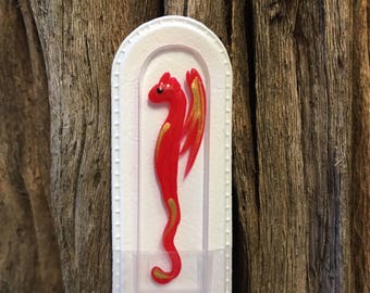 Crystal Glass Nail File - Handpainted Red Dragon on Czech Crystal Glass