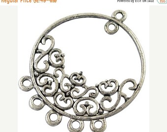 25% off SALE Antiqued Silver Chandelier Connectors, Silver Earring Findings, Silver 35x29mm Metal Connectors, Flower