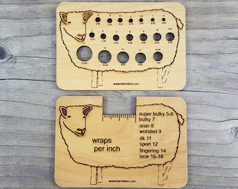 Sheep WPI tool / Knitting Needle and/ or Crochet Hook Gauge