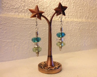 Trio of iridescent beads earrings