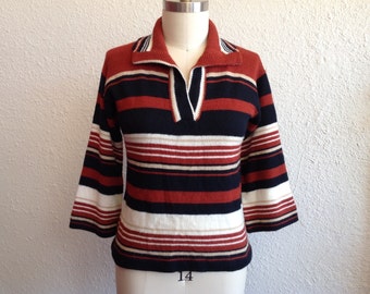 1970s Brown striped pullover sweater