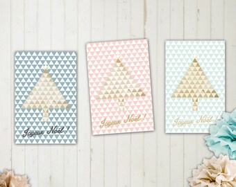 Set of 3 greeting cards 'Merry Christmas'