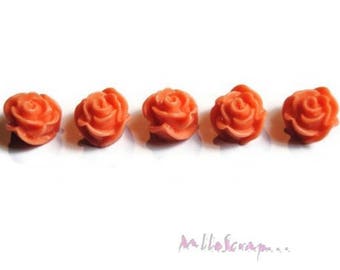 Set of 5 dark salmon pink resin embellishment scrapbooking card *.