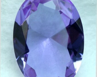 Glass Jewel Oval 22x30mm Large Faceted Diamond Cut Pointed Back Unfoiled - Violet BV21 - 1 piece