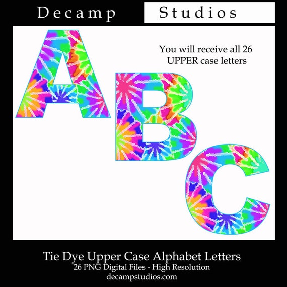 tie dye letter clipart alphabet digital graphics clip art