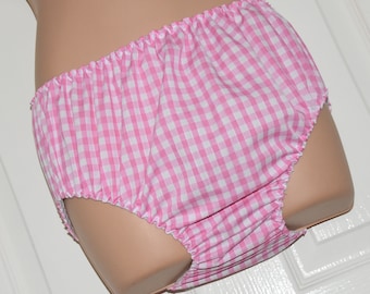 NH 34 - Soft pink gingham adult baby panties, no frills for unobtrusive everyday wear, Sissy Lingerie