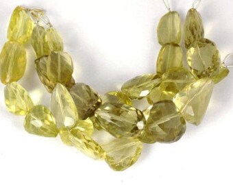 1 Strand Natural Lemon Quartz Nuggets Beads 14x18-14x30mm Faceted 16" Long Strand