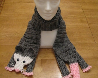 Opossum scarf - crocheted