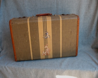 Vintage Suitcase Luggage Striped Stackable Musicians Home Decor Muhlenburg College Stickers