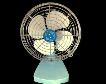 Vintage Superior Adjustable Fan - Turquoise Electric Fan - Table Top Fan - Vintage Electric Fan
