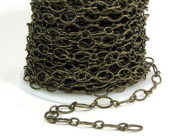 Etched Oval Chain - Antique Brass - CH21 - Choose Your Length