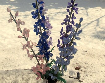 Delphenium - French Beaded Flower