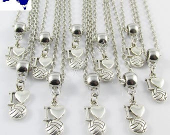 Set of 10 I Love Netball Charm Necklace 45cm Coach Sport Team End Of Season Gift