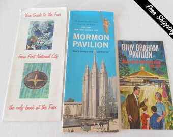 Vintage 1964-1965 NY World’s Fair Memorabilia/Billy Graham Pavilion/Mormon Pavilion