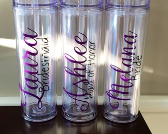 Personalized Tumblers,Double Walled Tumbler,bridal party tumbler,personalized tumblercustom tumbler, bachelorette party cups, bachelorette