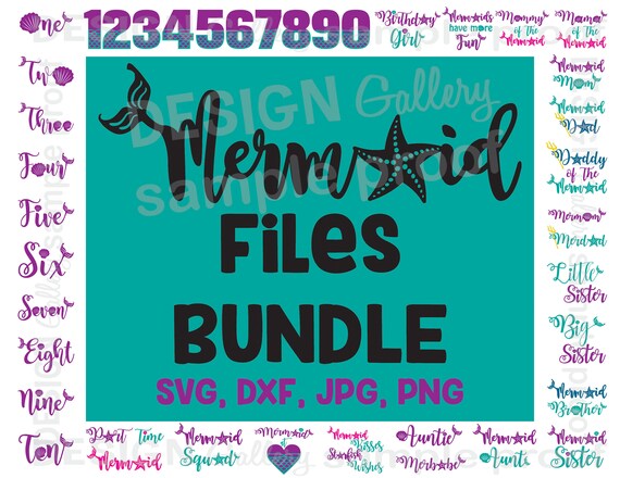 Download Mermaid Files Bundle SVG DXF cut files & JPG png image